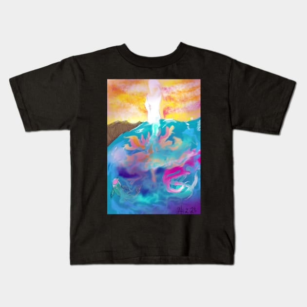 Spirit of the Ocean During a Honeysuckle Sunset Kids T-Shirt by NeonHorror